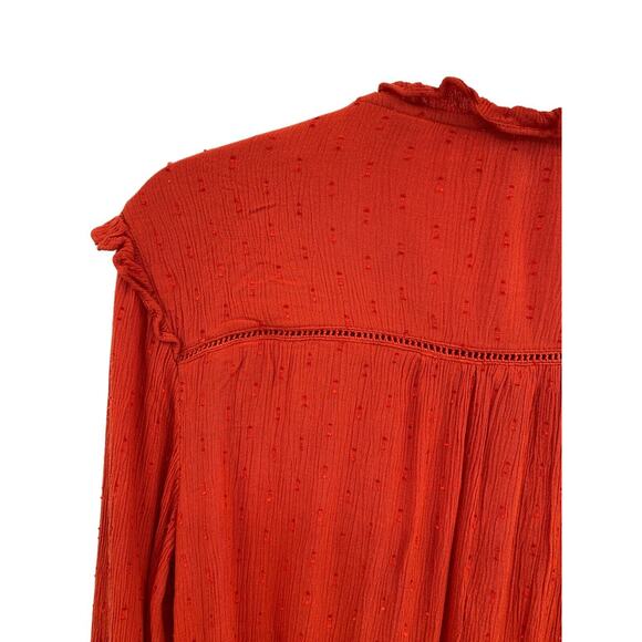 Fat Face Blouse Top Orange Boho Prairie Swiss Dot Size 6 - Picture 6 of 11